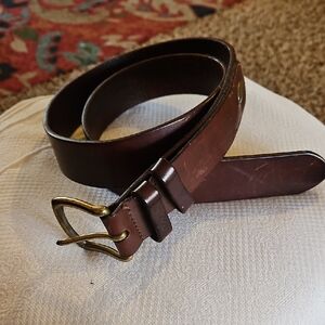 Vintage Polo Ralph Lauren Italian Saddle Brown Leather Belt Men's Sz 34/85